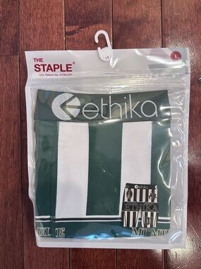 ethika Green and White Striped Boxer Briefs